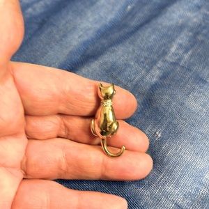 Cat with studded necklace pin